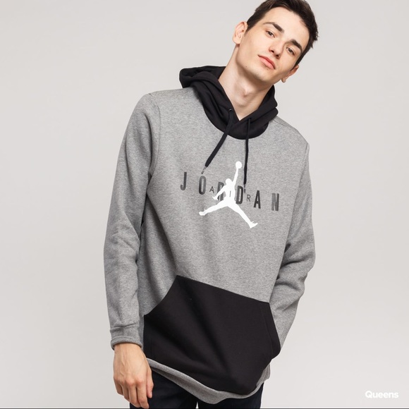 Jordan | Shirts | Jordan Jumpman Air Fleece Po Melange Gray Black | Poshmark